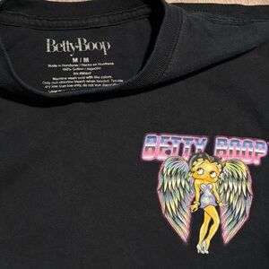 Betty Boop Black Tee with Neon Angel Wing Graphic